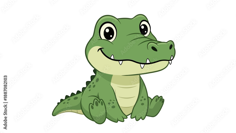 Fototapeta premium Cute Cartoon Alligator Sitting Happy