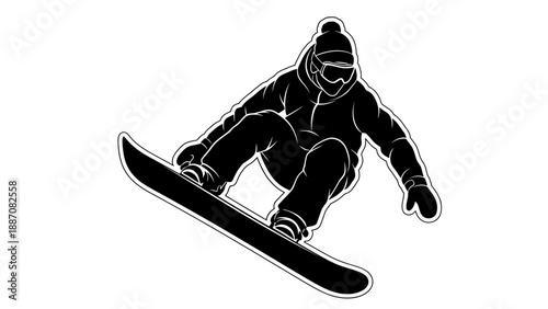 Snowboarder Jumping Silhouette - Winter Sport Action
