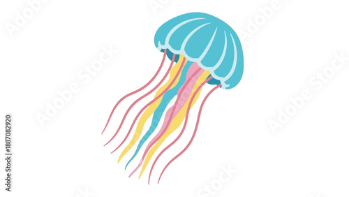 Colorful Jellyfish Vector Illustration - Underwater Sea Creature Icon