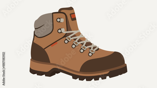 Brown Hiking Boot with Laces - Outdoor Adventure Footwear Icon