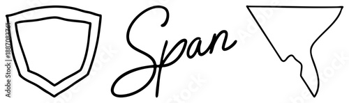 Shield, Scripted "Span", and Funnel Vector in Minimalist Style