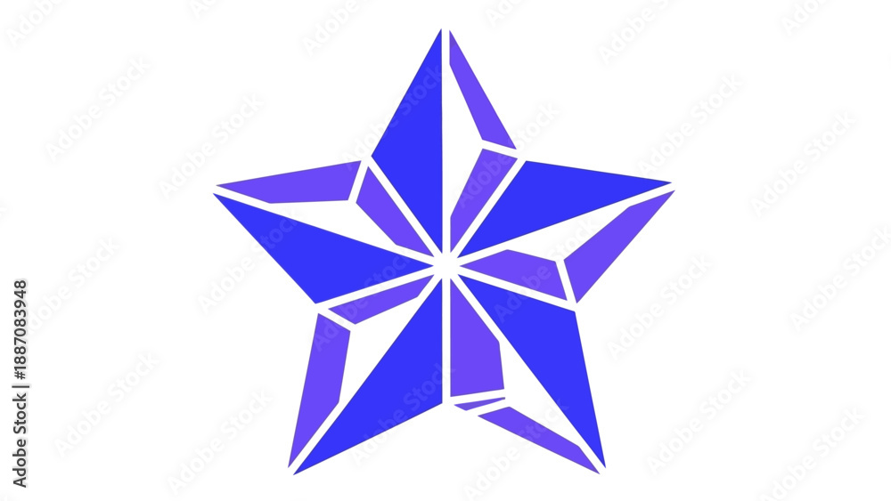 Fototapeta premium Geometric Star Icon - Abstract Blue Five Pointed Star Vector