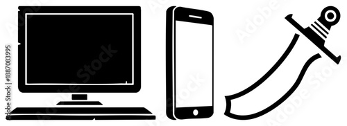 Digital Devices and Sword Set in Minimalist Black