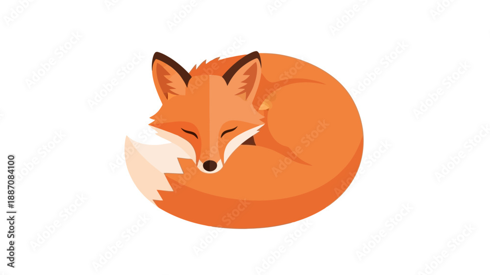 Obraz premium Sleeping Fox Illustration - Cute Animal Graphic