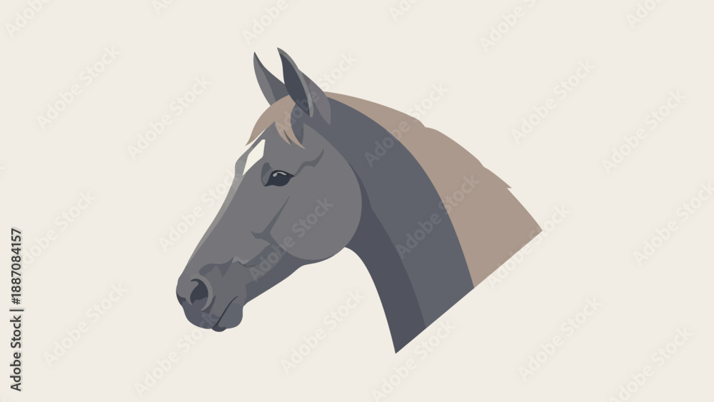 Fototapeta premium Elegant Horse Head Profile Vector Illustration Flat Design