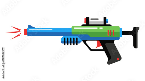 Futuristic Laser Gun Toy with Red Energy Blasts