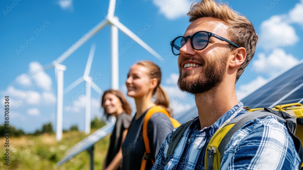 Obraz premium Exploring renewable energy at the outdoor wind and solar exhibition