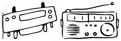 Retro Portable Radios with Antennas and Knob Controls