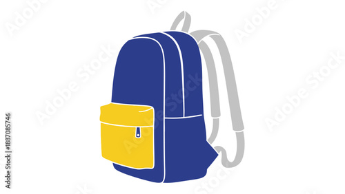 Blue and yellow backpack vector graphic