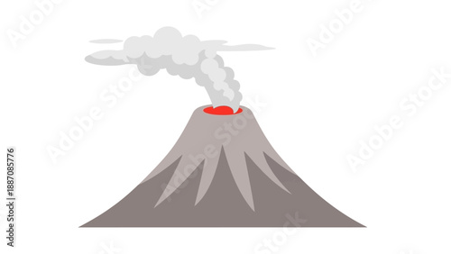 Active Volcano Erupting Lava and Smoke Clouds Illustration