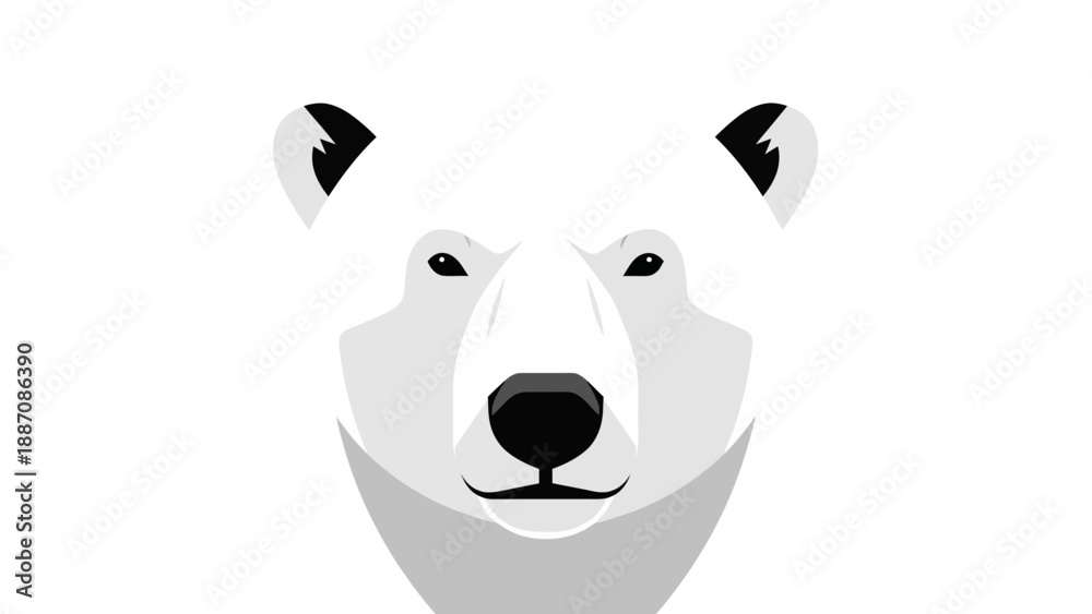 Fototapeta premium Polar Bear Face Icon Vector Illustration - Arctic Animal Head Graphic