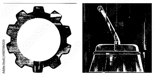 Industrial Gear and Crane Mechanism Vector Illustration