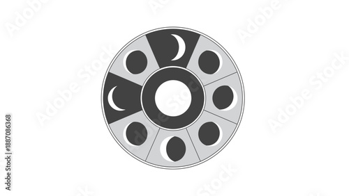 Moon Phases Circle Diagram Vector Icon