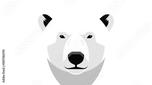 Polar Bear Face Icon Vector Illustration - Arctic Animal Head Graphic