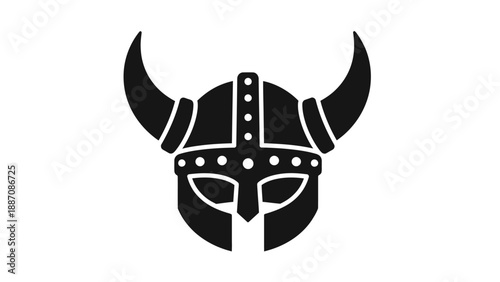 Viking Helmet Icon Silhouette - Warrior Norse Symbol
