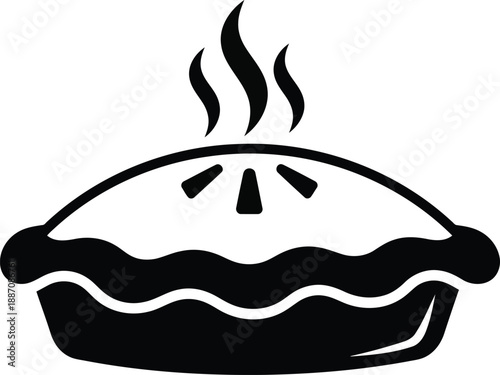 Freshly baked hot pie with steam rising from delicious dessert symbol, isolated on transparent background, pastry food icon vector