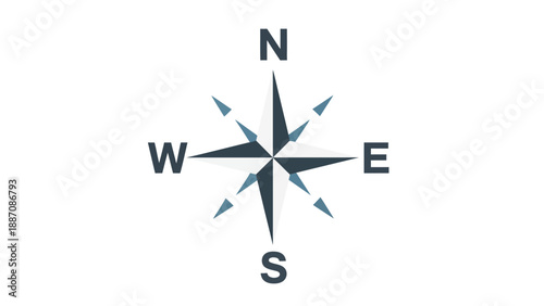 Compass Rose Icon Vector - Navigation Direction Symbol