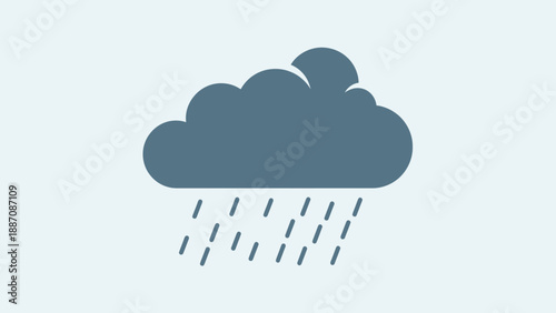 Cloudy Weather Icon with Rain Drops, Simple Vector Illustration