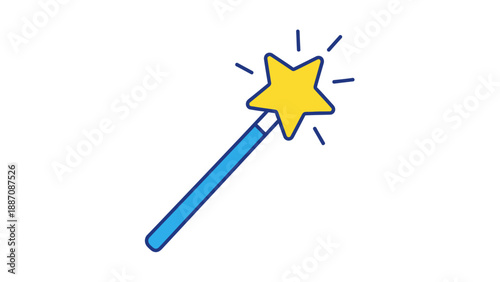 Magic Wand with Starburst and Sparkles - Vector Illustration