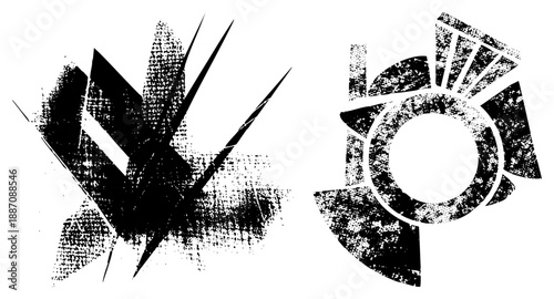 Abstract Geometric Shapes with Grunge Texture and Sharp Angles