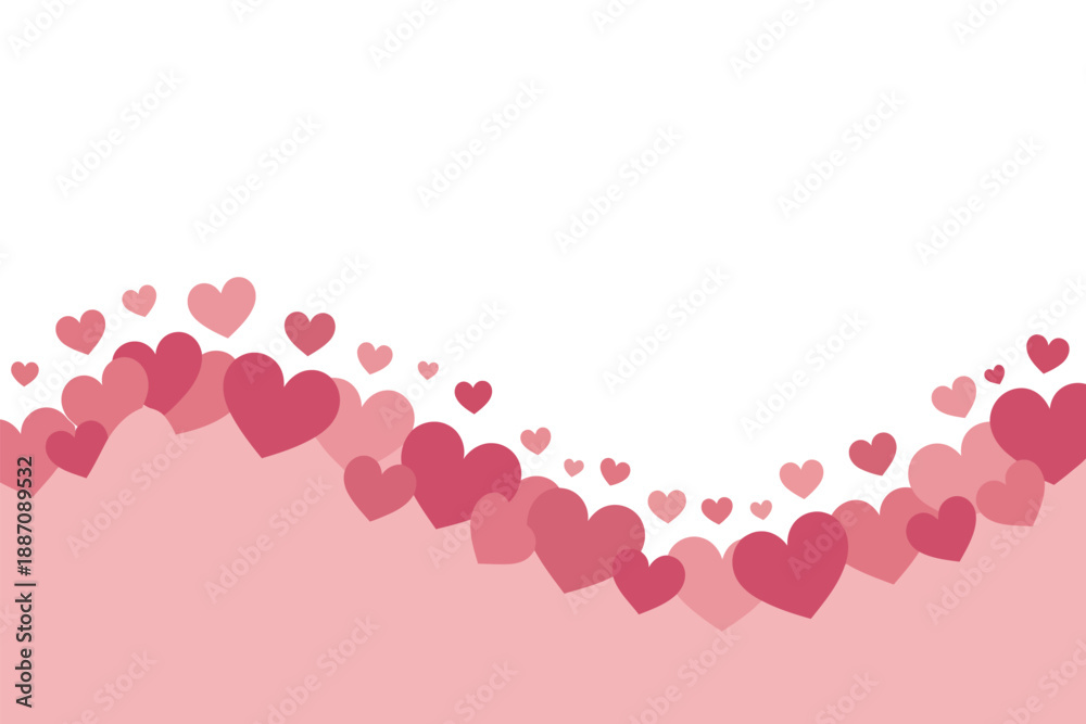 Obraz premium Scattered hearts border Vector, illustration