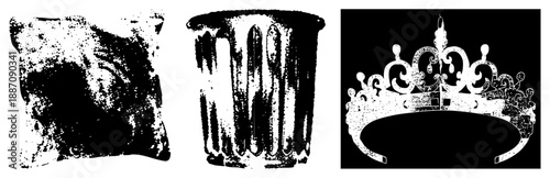 Vintage Textured Pillow, Ornate Column, and Tiara Vector Set