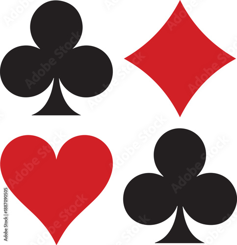 Four playing card suits symbols illustration on white background