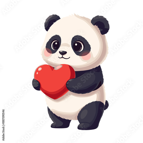 panda in love holding heart, valentines day panda, panda love character, romantic panda expression, heart holding panda, sweet animal love, panda affection theme, love message panda, gentle romantic m