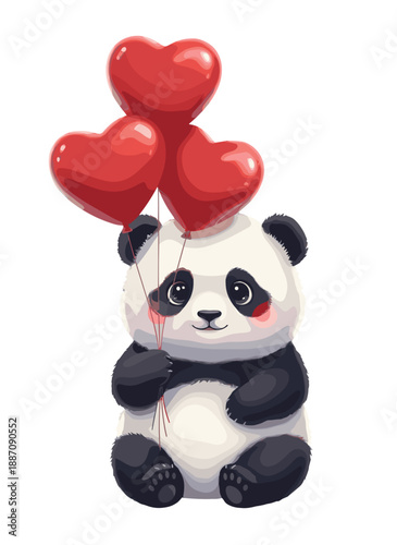panda in love holding heart, valentines day panda, panda love character, romantic panda expression, heart holding panda, sweet animal love, panda affection theme, love message panda, gentle romantic m