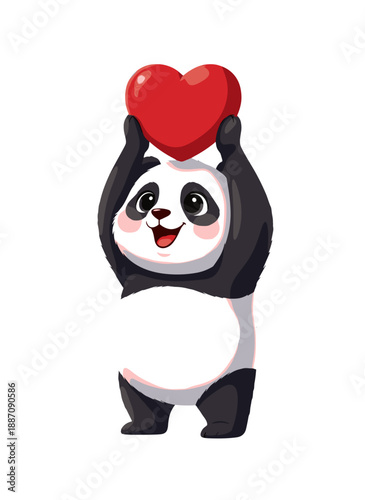 panda in love holding heart, valentines day panda, panda love character, romantic panda expression, heart holding panda, sweet animal love, panda affection theme, love message panda, gentle romantic m