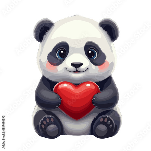 panda in love holding heart, valentines day panda, panda love character, romantic panda expression, heart holding panda, sweet animal love, panda affection theme, love message panda, gentle romantic m
