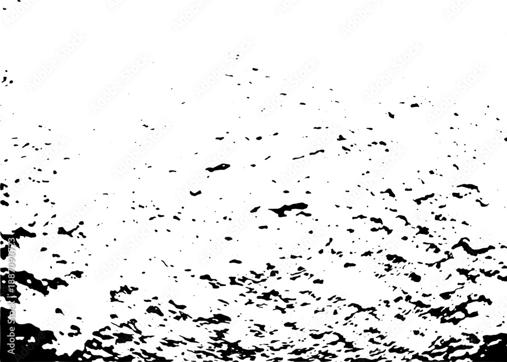 Fototapeta premium Abstract black grunge noise texture on transparent background, distressed ink scatter overlay for graphic design and vintage effects.