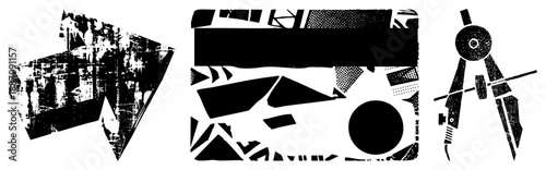 Abstract Geometric Shapes in Bold Black and White Vector Design