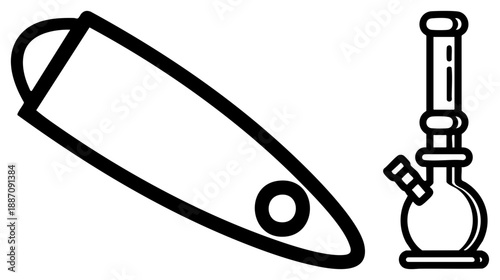 Vector of Cigarette and Bong for Smoking Accessories