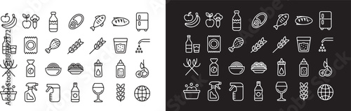 Grocery and Supermarket Line Icon Collection. Minimalist Grocery Store Vector Set.