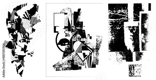 Abstract Geometric Face Composition with Halftone Textures and Fragments