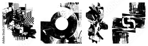 Abstract Geometric Forms in Halftone Vector Art