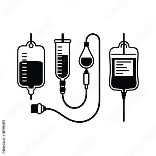 Medical Intravenous Drip Bags And Tubing A Healthcare Illustration