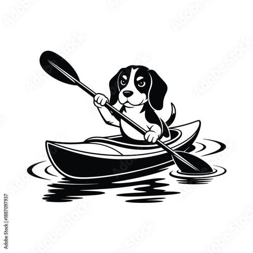 A beagle puppy enjoying a fun kayaking adventure on the water