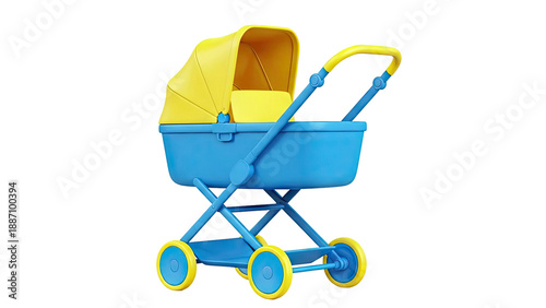 Blue and Yellow Baby Stroller