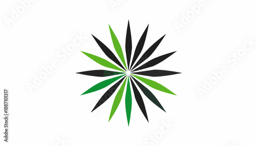 Abstract Floral Green And Black Petal Design Suitable For Nature Inspired Logos
