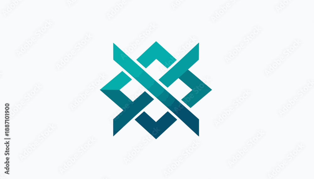 Obraz premium Abstract Geometric Symbol With Overlapping Sharp Elements Forming Unique Graphic