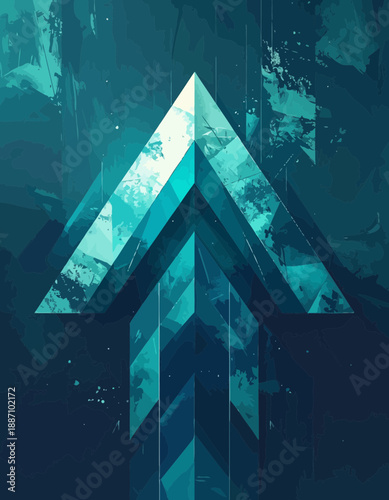 Abstract Geometric Ascent Arrow Artistic Illustration Directional Growth Concept