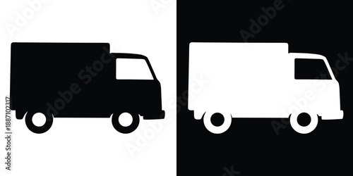 Delivery truck silhouette vector, Fast shipping delivery truck icon