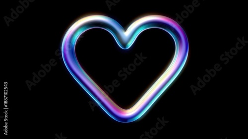 Colorful Abstract Heart Shape Design on Black Background