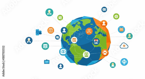 Global Connectivity and Digital World Network Illustration