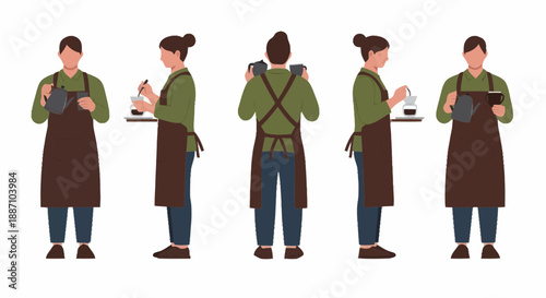 Female Barista Preparing Coffee in a Contemporary Caf Setting