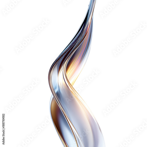 Abstract flowing metallic light stream with dynamic twists on a dark background