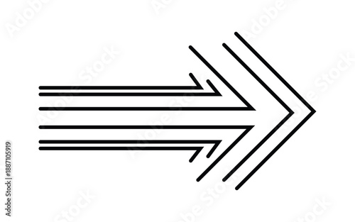 Abstract fast forward arrow made of speed lines showing motion direction progress concept