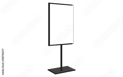 Blank vertical billboard sign mockup on stand isolated indoor advertising display board